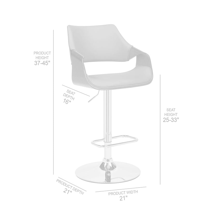 Aspen Adjustable Swivel Gray Faux Leather and Walnut Wood Bar Stool with Chrome Base - Furniture City (CA)l