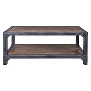Astrid Industrial Coffee Table in Industrial Gray and Pine Wood Top - Furniture City (CA)l