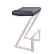 Atlantis 26" Counter Height Backless Black Faux Leather and Brushed Stainless Steel Bar Stool - Furniture City (CA)l