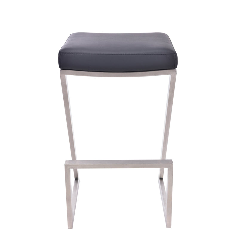 Atlantis 26" Counter Height Backless Black Faux Leather and Brushed Stainless Steel Bar Stool - Furniture City (CA)l