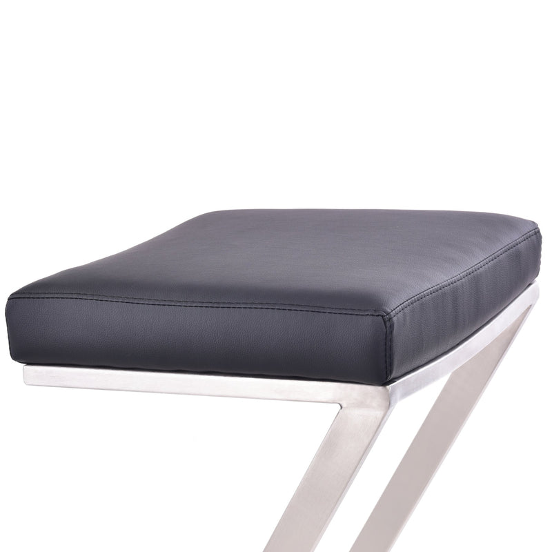 Atlantis 26" Counter Height Backless Black Faux Leather and Brushed Stainless Steel Bar Stool - Furniture City (CA)l