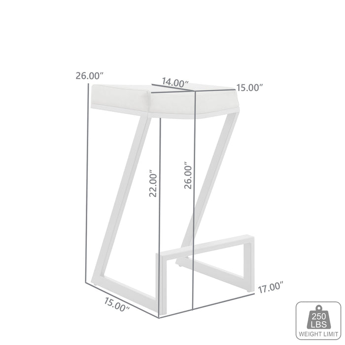 Atlantis 26" Counter Height Backless Black Faux Leather and Brushed Stainless Steel Bar Stool