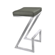 Atlantis 26" Counter Height Backless Gray Faux Leather and Brushed Stainless Steel Bar Stool - Furniture City (CA)l