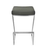 Atlantis 26" Counter Height Backless Gray Faux Leather and Brushed Stainless Steel Bar Stool - Furniture City (CA)l