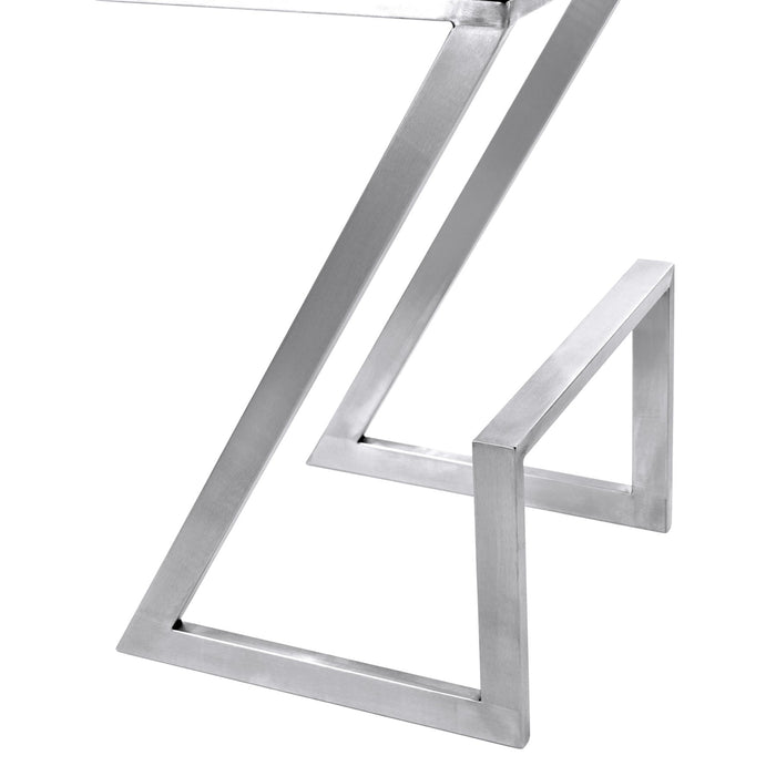 Atlantis 26" Counter Height Backless Gray Faux Leather and Brushed Stainless Steel Bar Stool