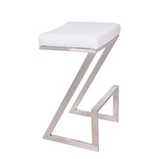 Atlantis 26" Counter Height Backless White Faux Leather and Brushed Stainless Steel Bar Stool - Furniture City (CA)l
