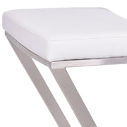 Atlantis 26" Counter Height Backless White Faux Leather and Brushed Stainless Steel Bar Stool - Furniture City (CA)l