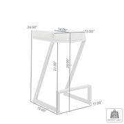 Atlantis 26" Counter Height Backless White Faux Leather and Brushed Stainless Steel Bar Stool - Furniture City (CA)l