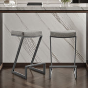 Atlantis 26" Backless Counter Stool with Matte Black Iron and Vintage Gray Faux Leather - Furniture City (CA)l