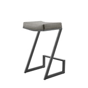 Atlantis 26" Backless Counter Stool with Matte Black Iron and Vintage Gray Faux Leather - Furniture City (CA)l