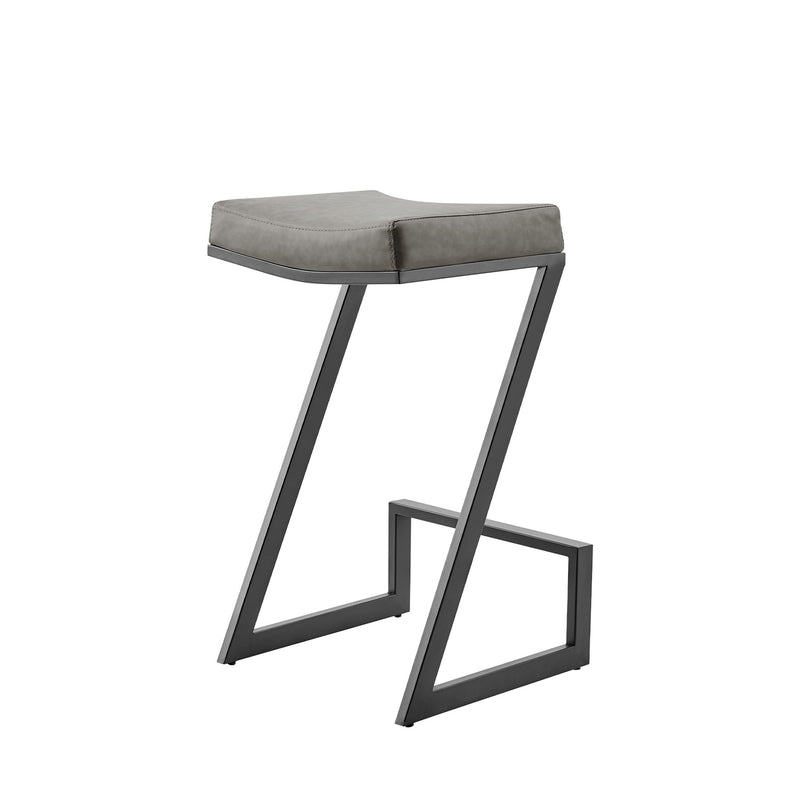Atlantis 26" Backless Counter Stool with Matte Black Iron and Vintage Gray Faux Leather - Furniture City (CA)l