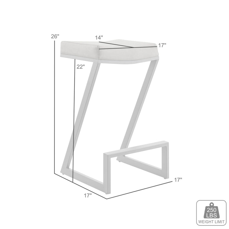 Atlantis 26" Backless Counter Stool with Matte Black Iron and Vintage Gray Faux Leather - Furniture City (CA)l