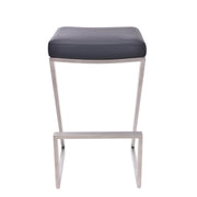 Atlantis 30" Bar Height Backless Black Faux Leather and Brushed Stainless Steel Bar Stool - Furniture City (CA)l