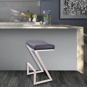 Atlantis 30" Bar Height Backless Black Faux Leather and Brushed Stainless Steel Bar Stool - Furniture City (CA)l