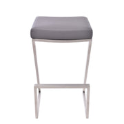 Atlantis 30" Bar Height Backless Gray Faux Leather and Brushed Stainless Steel Bar Stool - Furniture City (CA)l