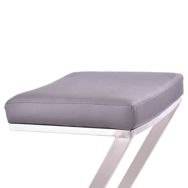Atlantis 30" Bar Height Backless Gray Faux Leather and Brushed Stainless Steel Bar Stool - Furniture City (CA)l