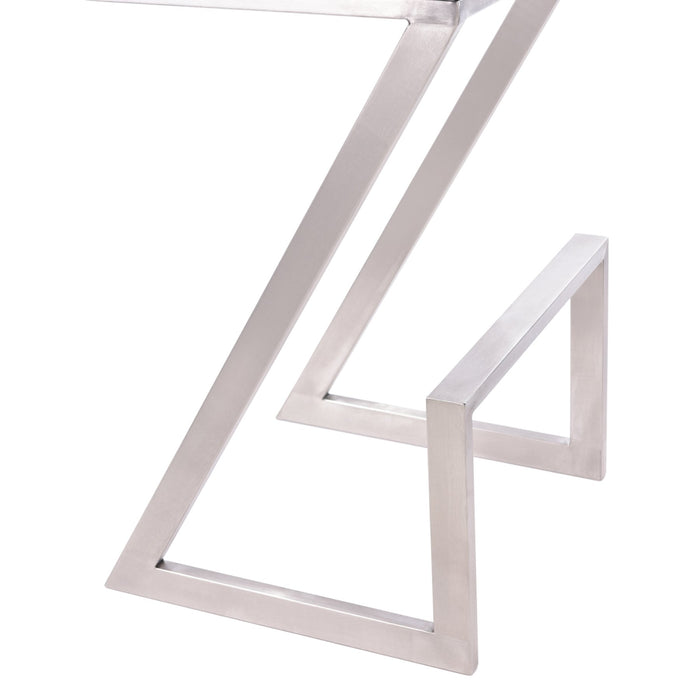 Atlantis 30" Bar Height Backless Gray Faux Leather and Brushed Stainless Steel Bar Stool