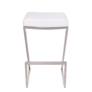 Atlantis 30" Bar Height Backless White Faux Leather and Brushed Stainless Steel Bar Stool - Furniture City (CA)l
