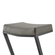 Atlantis 30" Backless Bar Stool with Matte Black Iron and Vintage Gray Faux Leather - Furniture City (CA)l
