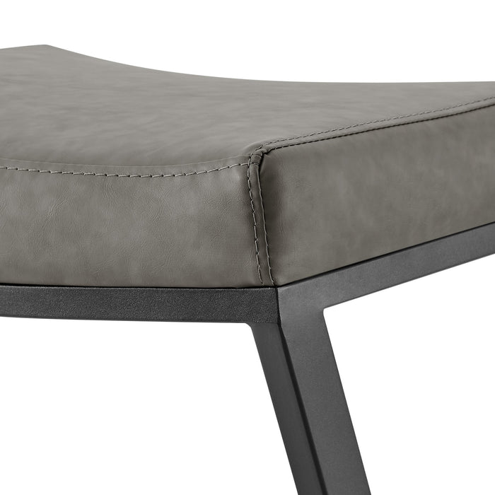 Atlantis 30" Backless Bar Stool with Matte Black Iron and Vintage Gray Faux Leather