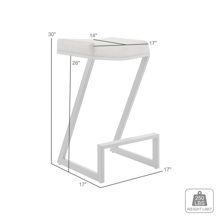 Atlantis 30" Backless Bar Stool with Matte Black Iron and Vintage Gray Faux Leather