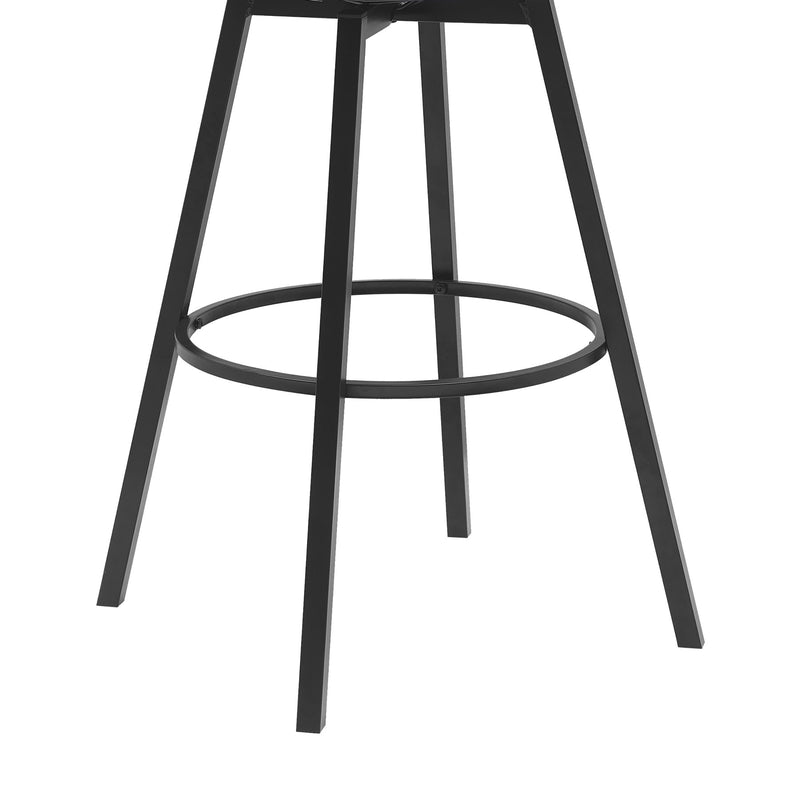 Athena 31" Swivel Black Wood Bar Stool in Blue Fabric with Black Metal - Furniture City (CA)l