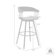 Athena 31" Swivel Black Wood Bar Stool in Blue Fabric with Black Metal - Furniture City (CA)l