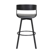 Athena 27" Swivel Black Wood Counter Stool in Gray Faux Leather with Black Metal - Furniture City (CA)l