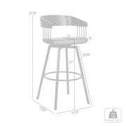 Athena 27" Swivel Black Wood Counter Stool in Gray Faux Leather with Black Metal - Furniture City (CA)l