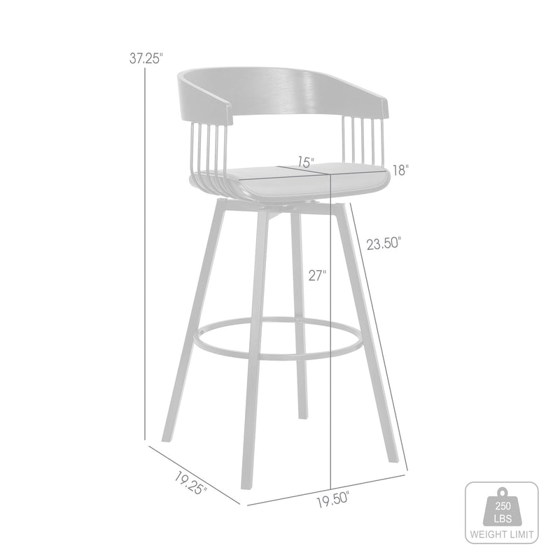 Athena 27" Swivel Black Wood Counter Stool in Gray Faux Leather with Black Metal - Furniture City (CA)l