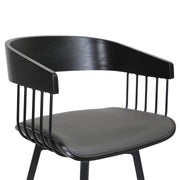 Athena 31" Swivel Black Wood Bar Stool in Gray Faux Leather with Black Metal - Furniture City (CA)l