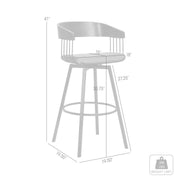 Athena 31" Swivel Black Wood Bar Stool in Gray Faux Leather with Black Metal - Furniture City (CA)l
