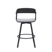 Athena 27" Swivel Black Wood Counter Stool in Light Gray Fabric with Black Metal - Furniture City (CA)l