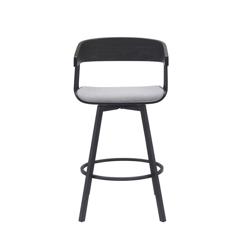 Athena 27" Swivel Black Wood Counter Stool in Light Gray Fabric with Black Metal - Furniture City (CA)l