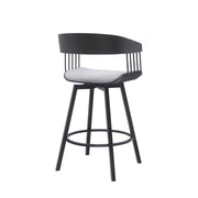 Athena 27" Swivel Black Wood Counter Stool in Light Gray Fabric with Black Metal - Furniture City (CA)l