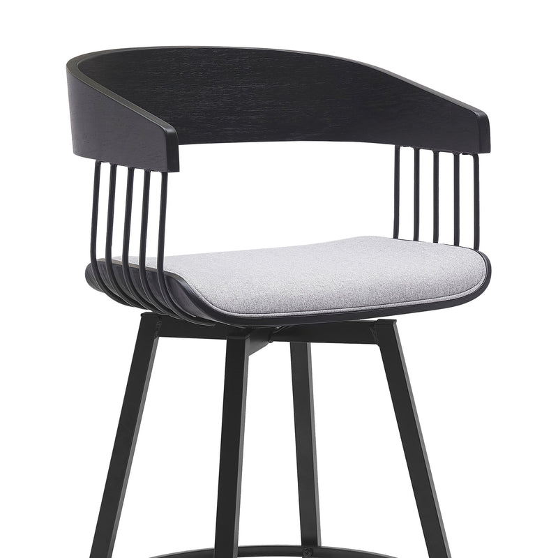 Athena 27" Swivel Black Wood Counter Stool in Light Gray Fabric with Black Metal - Furniture City (CA)l