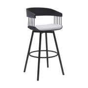 Athena 31" Swivel Black Wood Bar Stool in Light Gray Fabric with Black Metal - Furniture City (CA)l