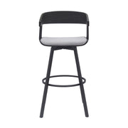 Athena 31" Swivel Black Wood Bar Stool in Light Gray Fabric with Black Metal - Furniture City (CA)l