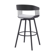 Athena 31" Swivel Black Wood Bar Stool in Light Gray Fabric with Black Metal - Furniture City (CA)l