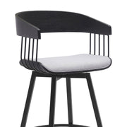 Athena 31" Swivel Black Wood Bar Stool in Light Gray Fabric with Black Metal - Furniture City (CA)l