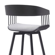 Athena 31" Swivel Black Wood Bar Stool in Light Gray Fabric with Black Metal - Furniture City (CA)l