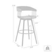 Athena 27" Swivel Walnut Wood Counter Stool in Black Faux Leather with Black Metal - Furniture City (CA)l