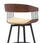 Athena 31" Swivel Walnut Wood Bar Stool in Cream Faux Leather with Black Metal - Furniture City (CA)l