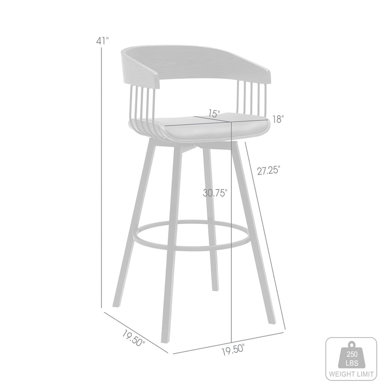 Athena 31" Swivel Walnut Wood Bar Stool in Cream Faux Leather with Black Metal - Furniture City (CA)l