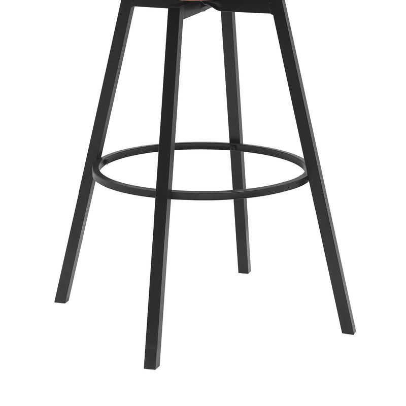 Athena 31" Swivel Walnut Wood Bar Stool in Gray Faux Leather with Black Metal - Furniture City (CA)l