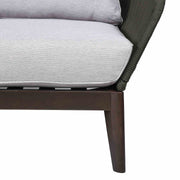 Athos Indoor Outdoor Club Chair in Dark Eucalyptus Wood with Charcoal Rope and Gray Cushions - Furniture City (CA)l