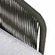 Athos Indoor Outdoor Club Chair in Light Eucalyptus Wood with Charcoal Rope and Gray Cushions - Furniture City (CA)l