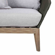 Athos Indoor Outdoor Club Chair in Light Eucalyptus Wood with Charcoal Rope and Gray Cushions - Furniture City (CA)l