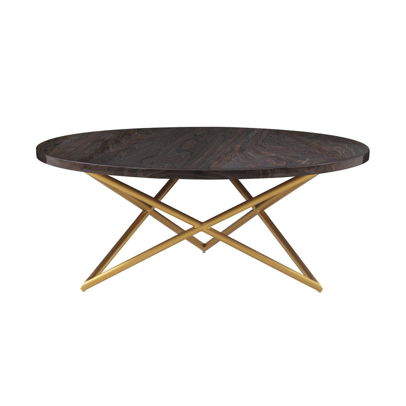 Atala Brown Veneer Coffee Table with Brushed Gold Legs - Furniture City (CA)l
