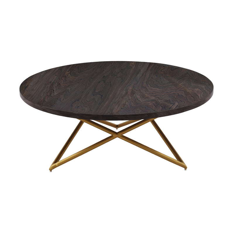 Atala Brown Veneer Coffee Table with Brushed Gold Legs - Furniture City (CA)l